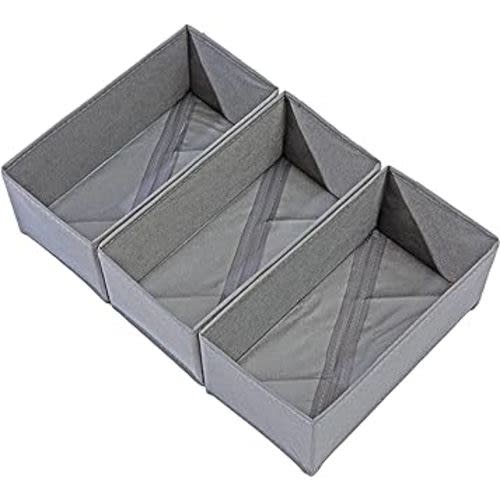 Sock Drawer Organizer Set of 3 Storage Boxes, Underwear Organizer Dividers, Dresser Drawer Dividers for Clothes, Closet Cabinet Organizer for Bra Ties Leggings
