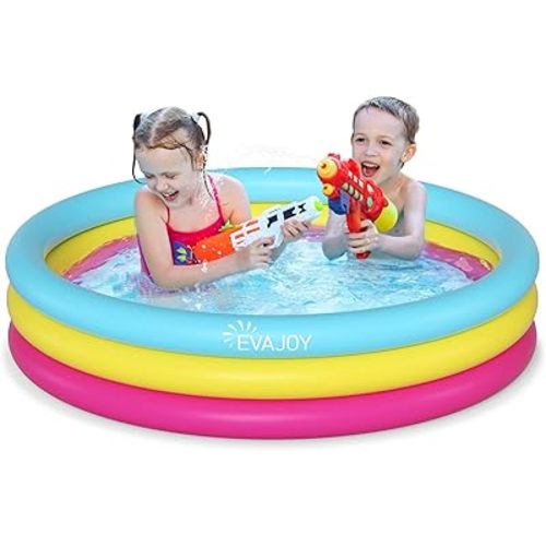Evajoy 58'' x 13'' Inflatable Kiddie Pool for Kids, Large Dog Pool, Family Backyard and Garden Center