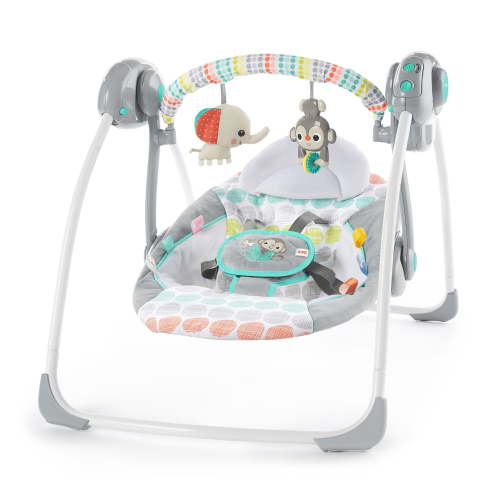 Bright Starts Whimsical Wild Portable Compact Baby Swing, Safe Sleep for Newborn Infants, Collapsible for Travel