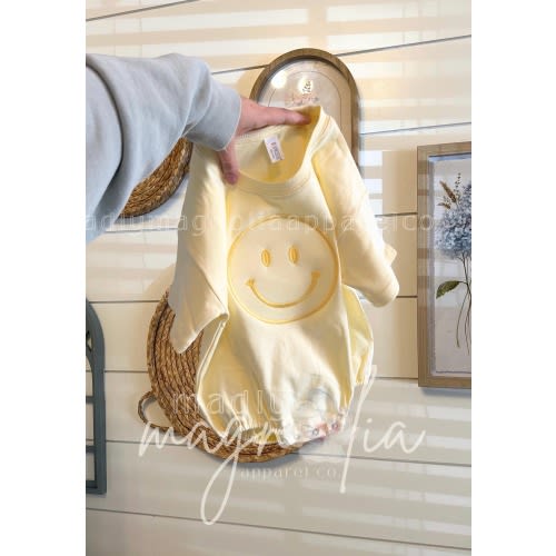 Monochromatic Embroidered Smiley Bubble Rompers || Baby Toddler Smiley Romper || Monochromatic Smiley || Tone on tone || Embroidered Smile