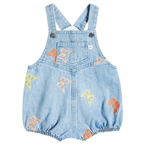 Baby Burbank embroidered denim playsuit
