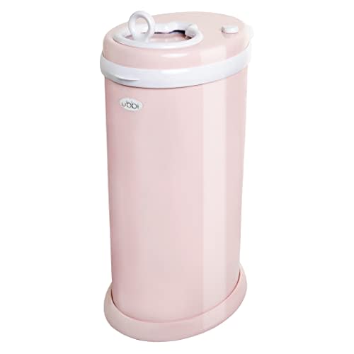 Ubbi Steel Diaper Pail, Odor Locking, No Special Bag Required, Award-Winning, Registry Must-Have, Blush Pink