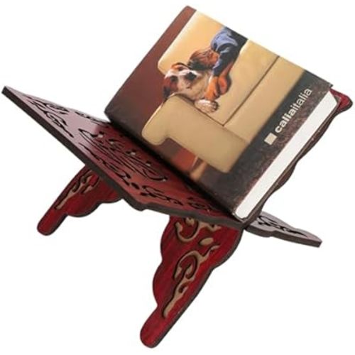Koran Quran Holy Book Holder 9.8 x 10.8 x 8.3in Retro Carved Red Muslim Reading Bookshelf Home Office Decoration Religious Supplies
