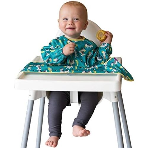 Tidy Tot - Cover & Catch Baby Bib - Mess Proof Long Sleeve Feeding Smock with Food Catcher Pocket - Waterproof Bib