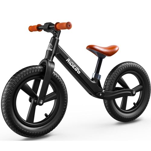 Ridego 12 or 14 Inch Balance Bike for Kids 2-6 Year Old,Lightweight Kids Bike with Adjustable Seat, Push Bicycle with Air Rubber Tires，Ride-on Toys Birthday Gift
