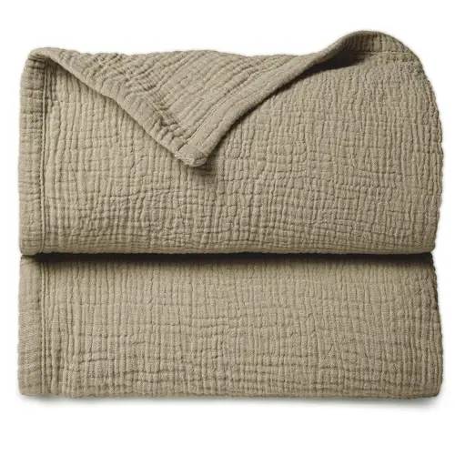Lulu moon Muslin Quilt Blanket, Crib Blanket for Baby and Toddler,47x47 Inches(Olive)