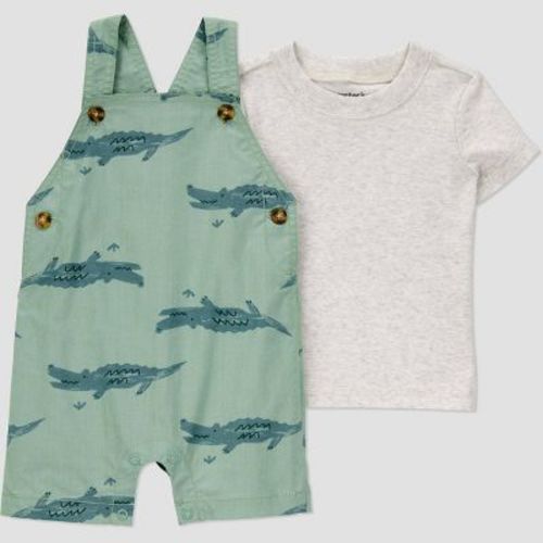 Carter's Just One You®️ Baby Boys' Gator Shortalls Set - Green Newborn: Cotton T-Shirt & Snap Shortall