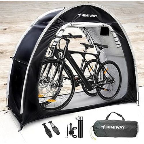 Himiway Bike Storage Shed Tent with Double Doors for 2 Bikes PU4000 Silver Coated Waterproof Anti-Dust 210D Oxford Fabric Portable Foldable Outdoor Bicycle Cover Shelter Carry Bag for Home Garden