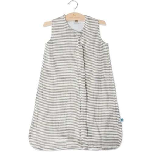 Little Unicorn – Grey Stripe Cotton Muslin Sleep Bag | 100% Cotton | Super Soft and Lightweight | Baby | Size Medium: 6-12 Months | Machine Washable | 1.1 TOG