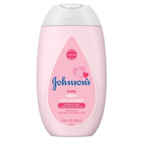 Johnson's Moisturizing Mild Pink Baby Body Lotion, Coconut Oil for Delicate Skin, Hypoallergenic - 13.6 fl oz