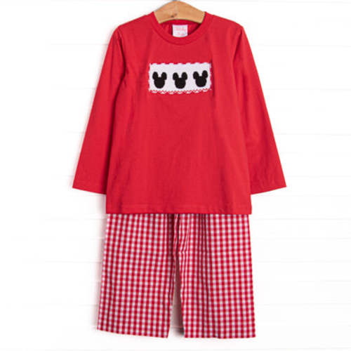 Mousin' Around Smocked Pant Set, Red – Stitchy Fish