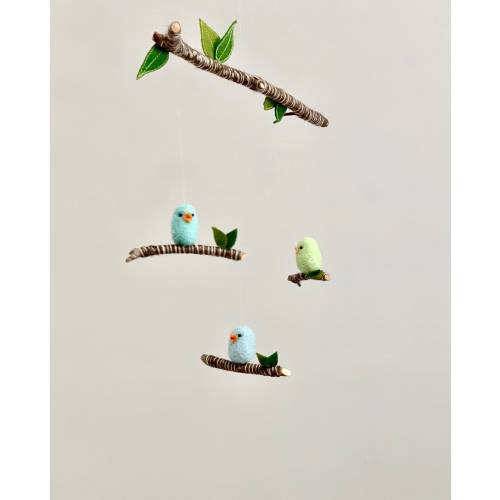 Bird Baby Mobile, Needle Felted Bird, Bird Nursery Mobile, Woodland Decor, Modern Nursery Art, Needle Felted Animal, Nursery Mobile Boy