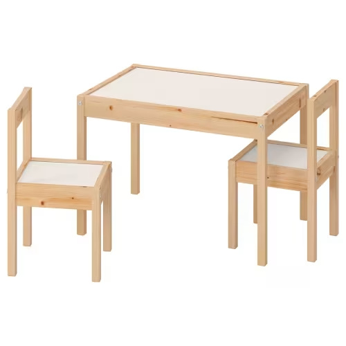 LÄTT Children's table and 2 chairs, white/pine