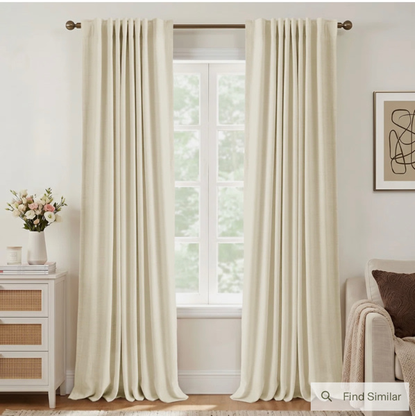 Gracie Oaks Graciella Thermal Insulated Faux Linen Textured 100% Blackout Curtains- light cream 50”x 102”