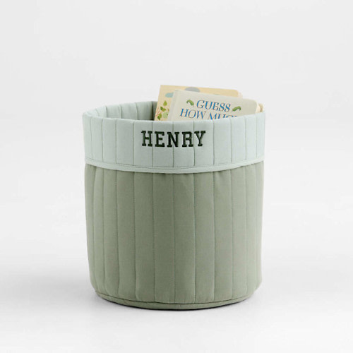 Crate & Kids Quilted Iceberg Green Shelf Storage Bin
