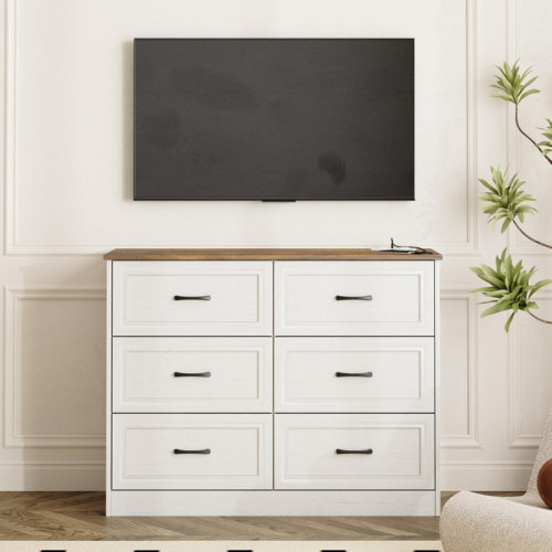Latitude Run® 6 Drawer Wide Dresser Organizer With Charging Station For Bedroom & Reviews | Wayfair