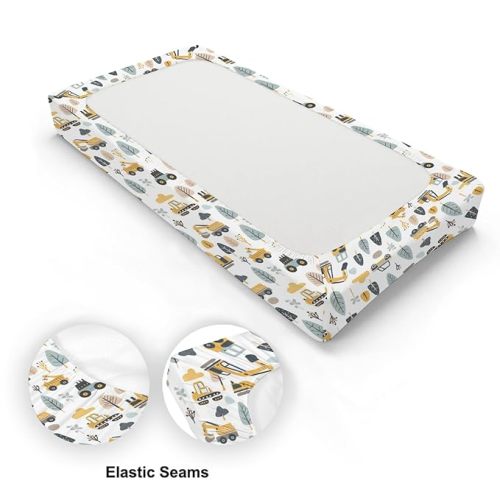 Trucks Construction Changing Pad Cover, Car Transportation Prints Baby Nursery Diaper Changing Table Pad Cover, Unisex Car Trees Pattern Diaper Changing Sheet for Baby Boys Girls-16 * 32