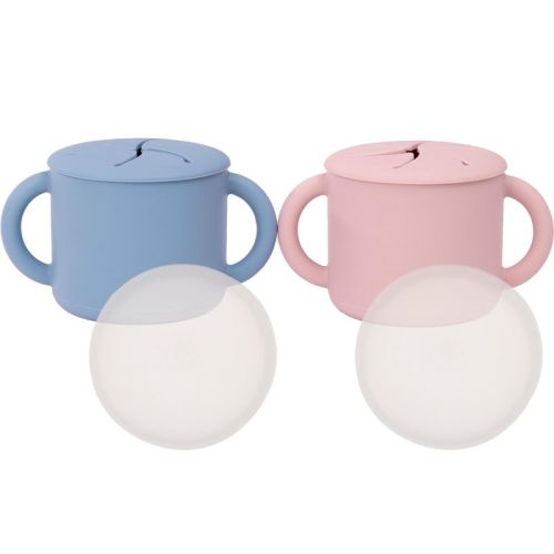 WeeSprout Snack Containers, Food Grade Silicone Cups, Spill-Proof Tops for Toddlers & Babies, Set of 2 Snack Catchers