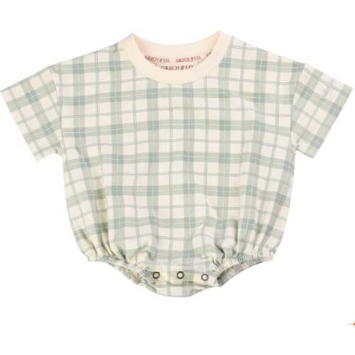 Bubble Romper | Organic Cotton Jersey, Fern Plaid - GRECH & CO. | Maisonette