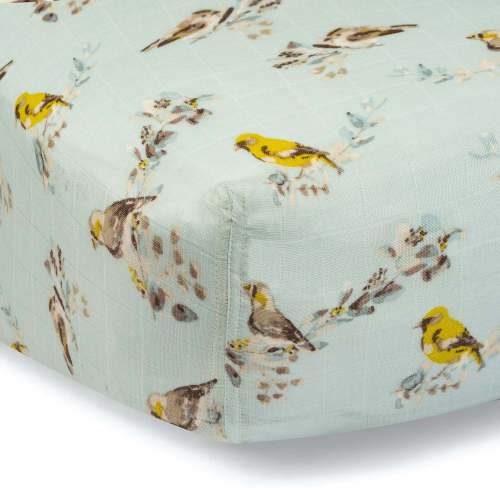 Blue Bird Bamboo Muslin Fitted Crib Sheet