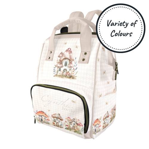 Personalized Diaper Backpack for New Moms & Dads, Custom Name Cute Mushrooms Nappy Bag, Large Stylish Nursing Tote, Best Baby Shower Gift