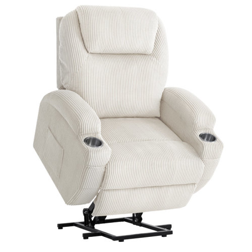 Latitude Run® Electric Power Lift Recliner Chair for Reclining Sofa for Living Room with Massage, Side Pockets and Cup Holders (Corduroy) & Reviews | Wayfair