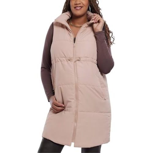 Motherhood Maternity Women's Sleeveless Long Pregnancy Puffer Vest with Pockets