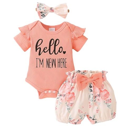 Newborn Infant Baby Girl Clothes Outfits Rib Romper Floral Pants with Headband Winter Clothing Set