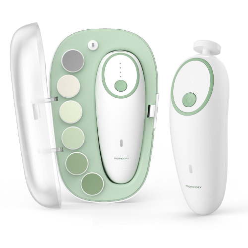 Momcozy Baby Nail File Electric, Gentle Baby Nail Trimmer Electric Rechargeable, Baby Nail Clipper Electric, 7 Grinding Head Replacement Pads, MOMCOZY Electric Baby Nail File Kit