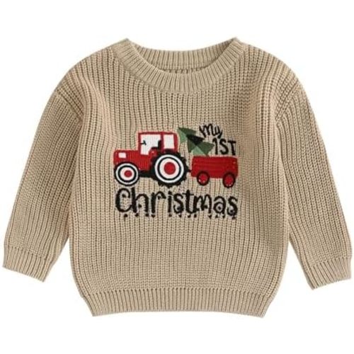 Toddler Baby Boy Girl Christmas Outfit Knit Sweater Crewnck Sweatshirt Pullover Warm Top Infant Fall Winter Clothes