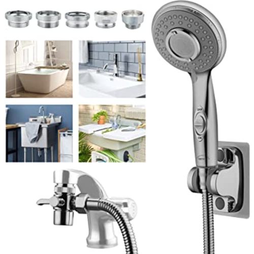 KLLEYNA Shower Head Sink-Faucet Bathtub-Bathroom-Garden - Hose Sprayer Attachment(5 Adapters) for Hair Washing & Pet Dog Rinse & Baby Bath, ON/OFF Extension for Moen, Kohler, Delta, American Standard