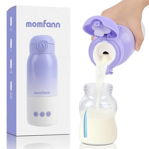Portable Bottle Warmer for Travel, Dual Heating Modes, Instant Breastmilk, Formula, Water, Milk Warmer Bottle with 12 Ounces for Vehicle,car,Airplane Journey (Violet)