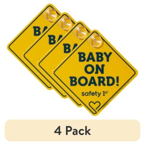 (4 pack) Safety 1st Baby On Board Sign, Yellow, Infant, Unisex