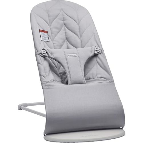 BabyBjörn Bouncer Bliss, Cotton, Petal Quilt, Light Gray