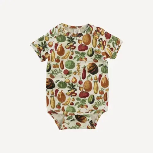 short sleeve lap neck bodysuit | veggie garden | bamboo – kate quinn