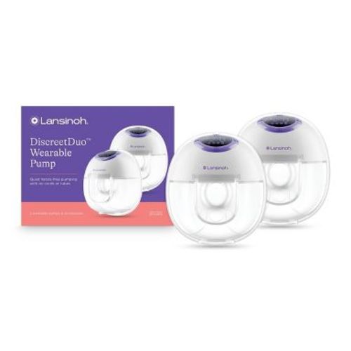 Lansinoh Discreet Duo Wearable Breast Pump: Includes Carrying Case, Double Pump System, Battery Powered, Silicone Material