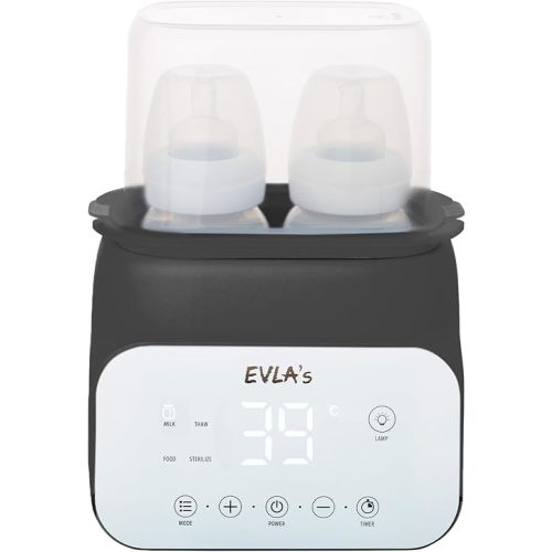EVLA’S Baby Bottle Warmer, Multi-Function Feeding Bottle Warmer, Fast and Accurate Breastmilk and Formula Milk Warmer with Timer, Defrost, Keep Warm, Baby Food Jar Heating Functions, Dark Gray