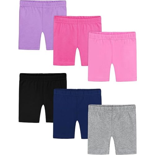Poroka 6 Pack Baby and Toddler Girls Bike Shorts Soft Girls Summer Dancewear Shorts Solid Tumbling Safety Short for Kids