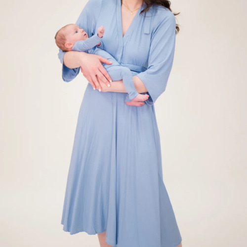 Lila Labor Postpartum Gown in Periwinkle Blue