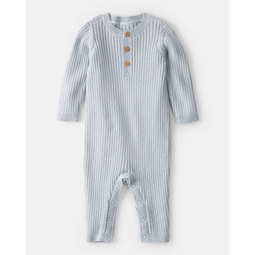 Carter's Baby Boy Ribbed Cotton Jumpsuit - Blue, 3M