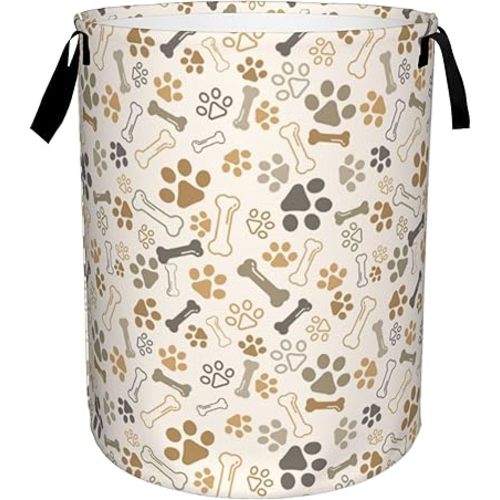 Laundry Basket, Dirty Clothes Basket, Foldable Waterproof Oxford Cloth Storage Basket for Bedroom, Bathroom, Clothes, Toys, Large Storage Basket for Boys and Girls(Cute Dog's Paw Prints)