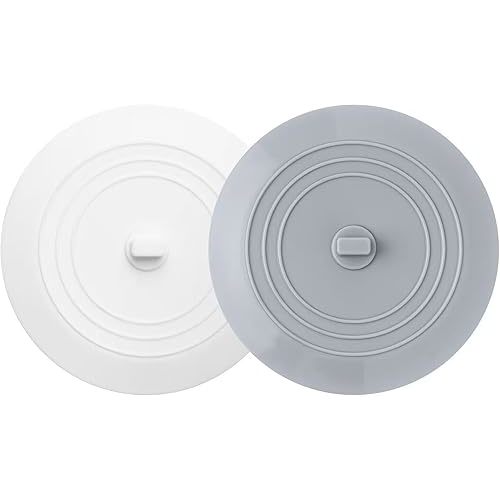 Vaincre 2PCS Bathtub Drain Stopper - 5" Silicone Kitchen Bathroom Hair Water Shower Stopper, Bathtub Drain Plug, Universal Flat Suction Shower Kitchen Cover, Bathroom Laundry Accessories