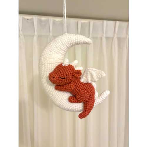 Celeste the Moon Dragon Wall Hanging - PDF Amigurumi Crochet Pattern - Digital File
