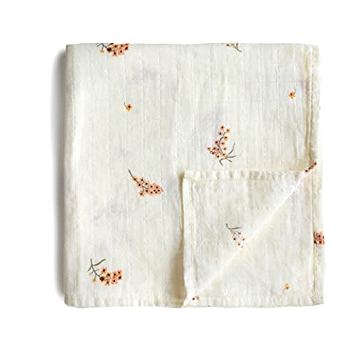 mushie Muslin Baby Swaddle Blanket | 100% Organic Cotton (Flowers)