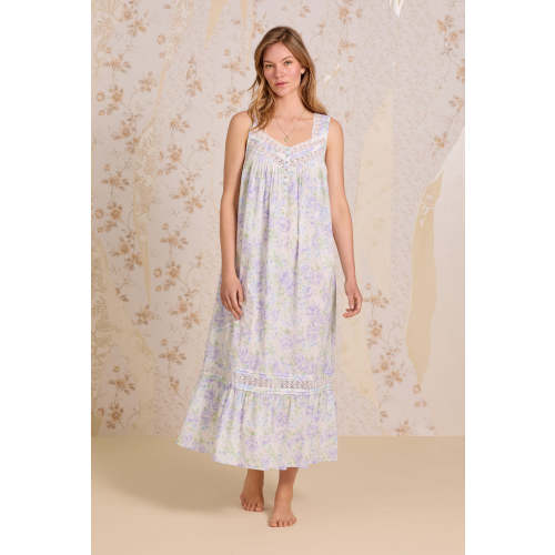 The "Eileen" Lavender Echo Cotton Lawn Ballet Nursing Nightgown