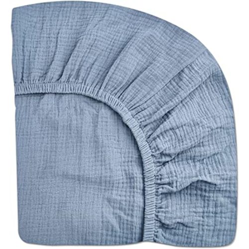 Crib Sheets for Boys Girl, Fitted Baby Toddler Bed Sheets 28" x 52", Neutral Muslin Cotton Crib Mattress Bedding Soft and Breathable Comfort(Costume Blue)