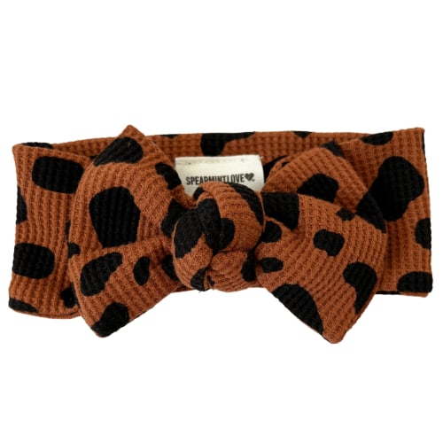 Organic Waffle Knot Bow, Black Spot