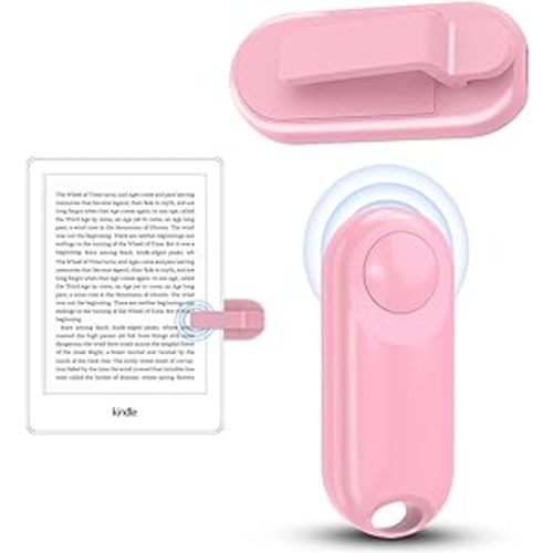 Page Turner for Kindle Remote Control Page Turner Clicker for Kindle Paperwhite Oasis Kobo E-Book eReaders Reading Novels Kindle Accessories with Wrist Strap Storage Bag (Pink)