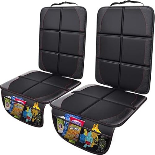 Gimars Car Seat Protector, 2 Pack, Waterproof 600D Fabric Carseat Protector Car Seat Cover for Child Car Seat with Nonslip Backing Mesh Pockets for Baby and Pet SUV Sedan Truck Leather Seats