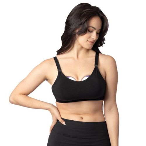 Kindred Bravely for Lansinoh, Nursing and Wearable Pumping Bra - XL/XXL - Black: Modal Fabric, Adjustable Strap, Hands-Free Pumping, Removable Padding